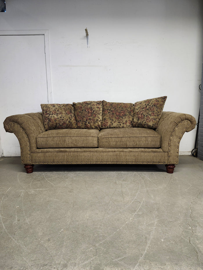 Traditional Green Upholstered Sofa