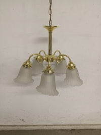 21"W 5 Light Brass Finish Chandelier