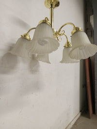 21"W 5 Light Brass Finish Chandelier