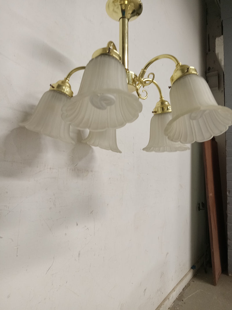 21"W 5 Light Brass Finish Chandelier