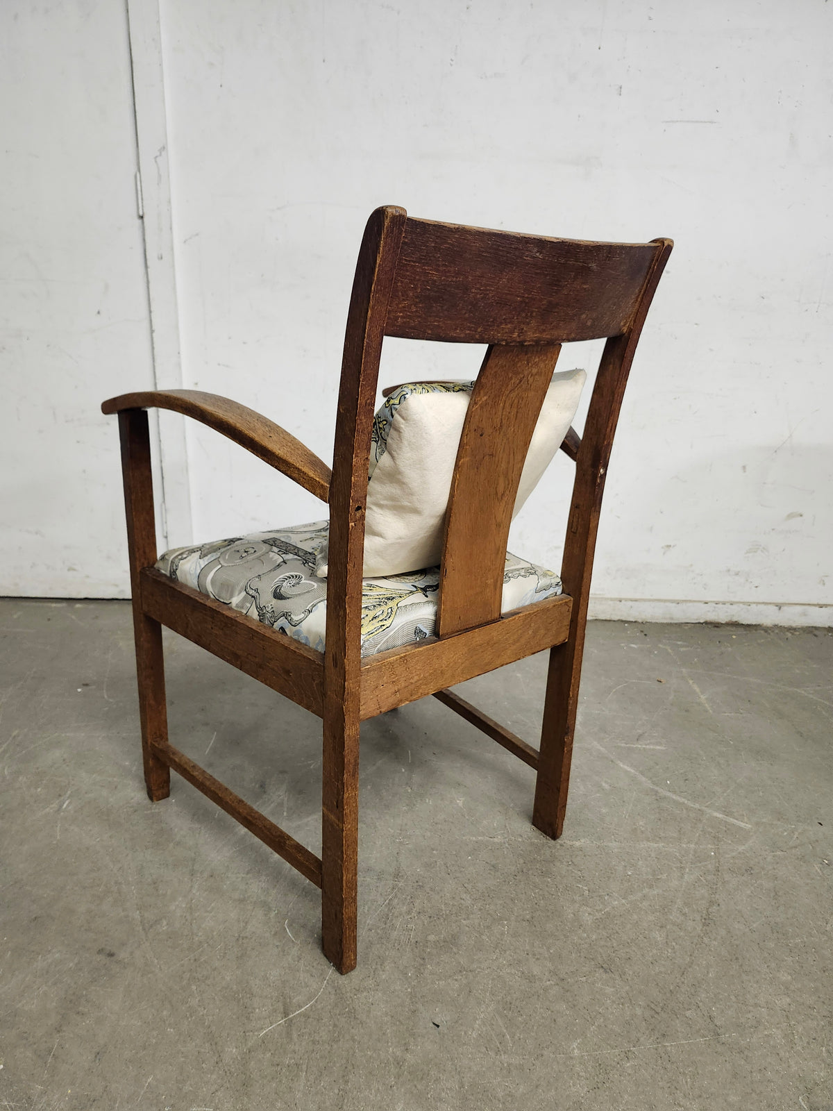 Set Of Antique Velvet Flowered Oak Chair