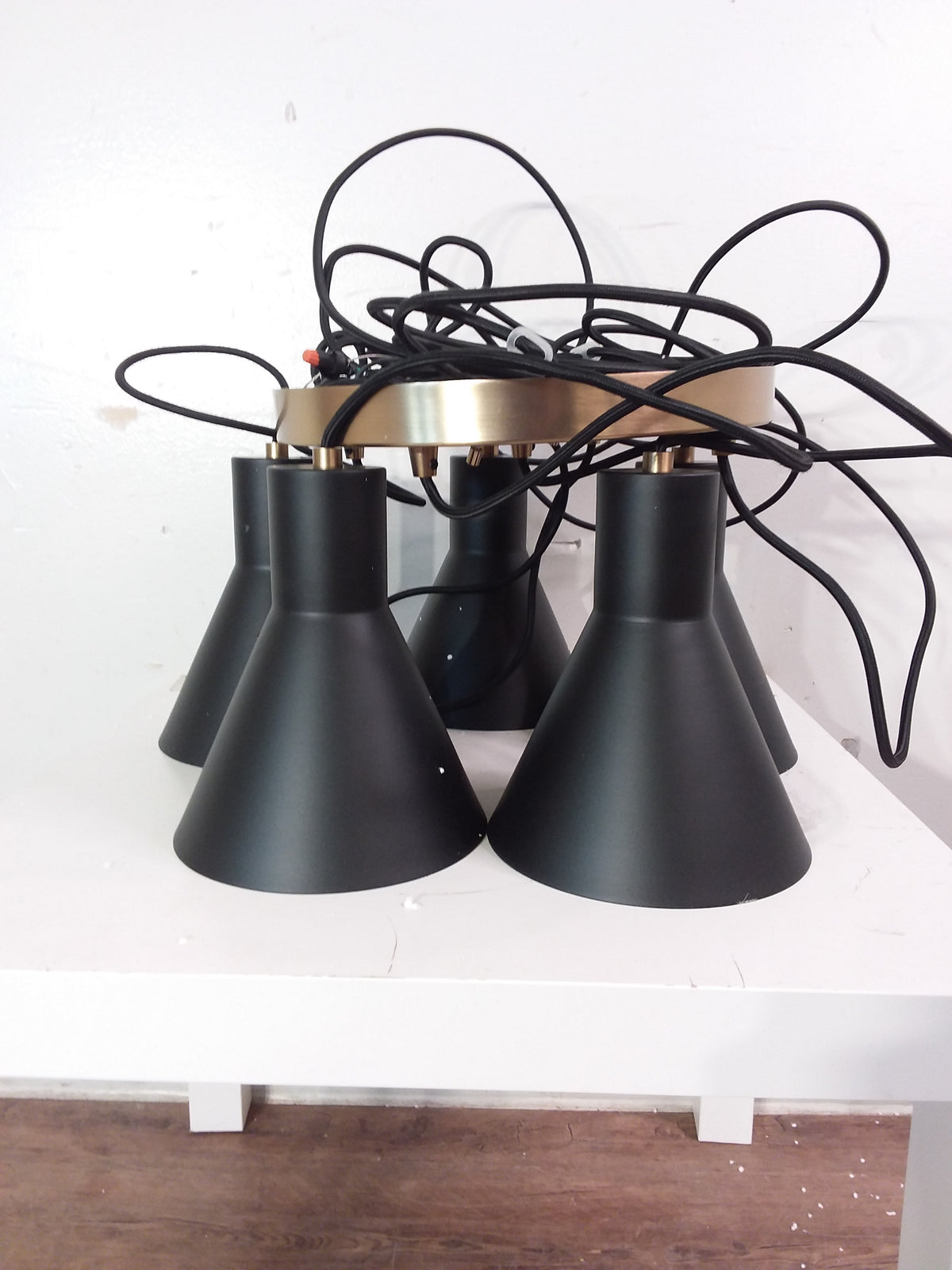 Matte Black 5 Light Cluster Pendant