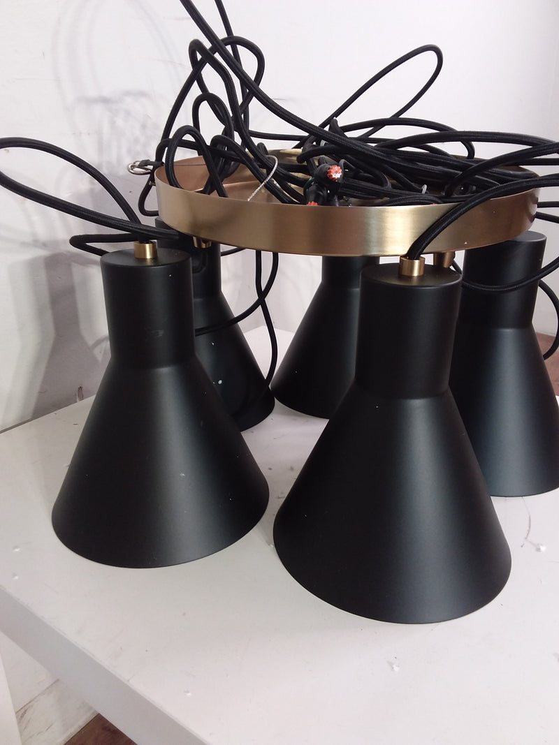 Matte Black 5 Light Cluster Pendant