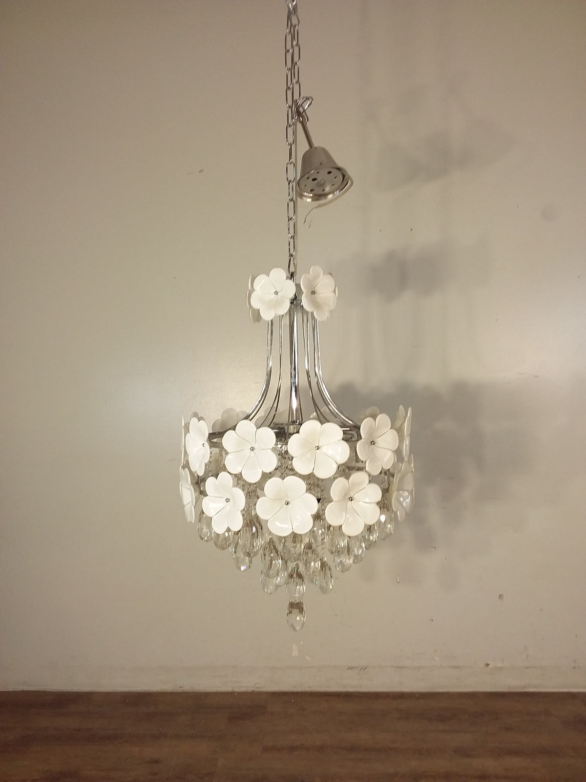 Floral Theme Chrome Finish Chandelier