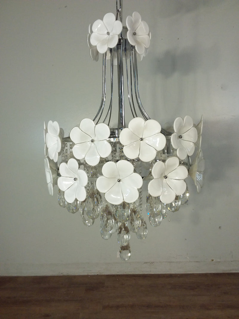 Floral Theme Chrome Finish Chandelier