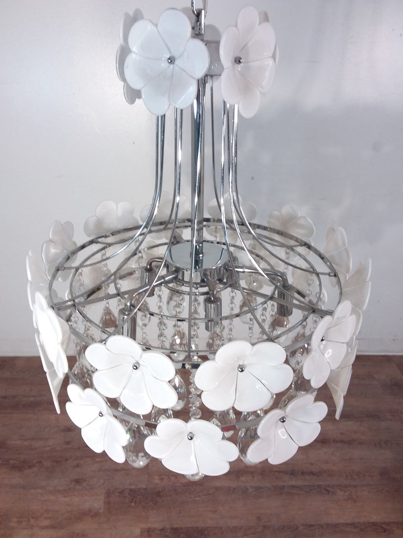 Floral Theme Chrome Finish Chandelier