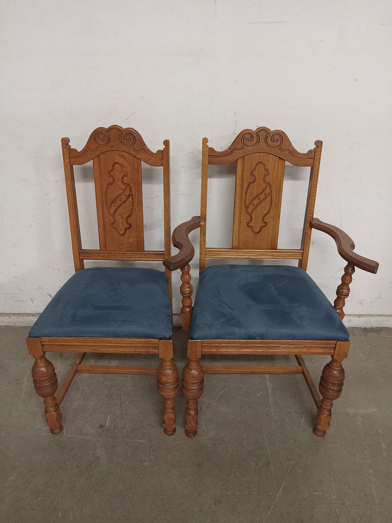 Set of 2 Antique Oak Dining Chairs