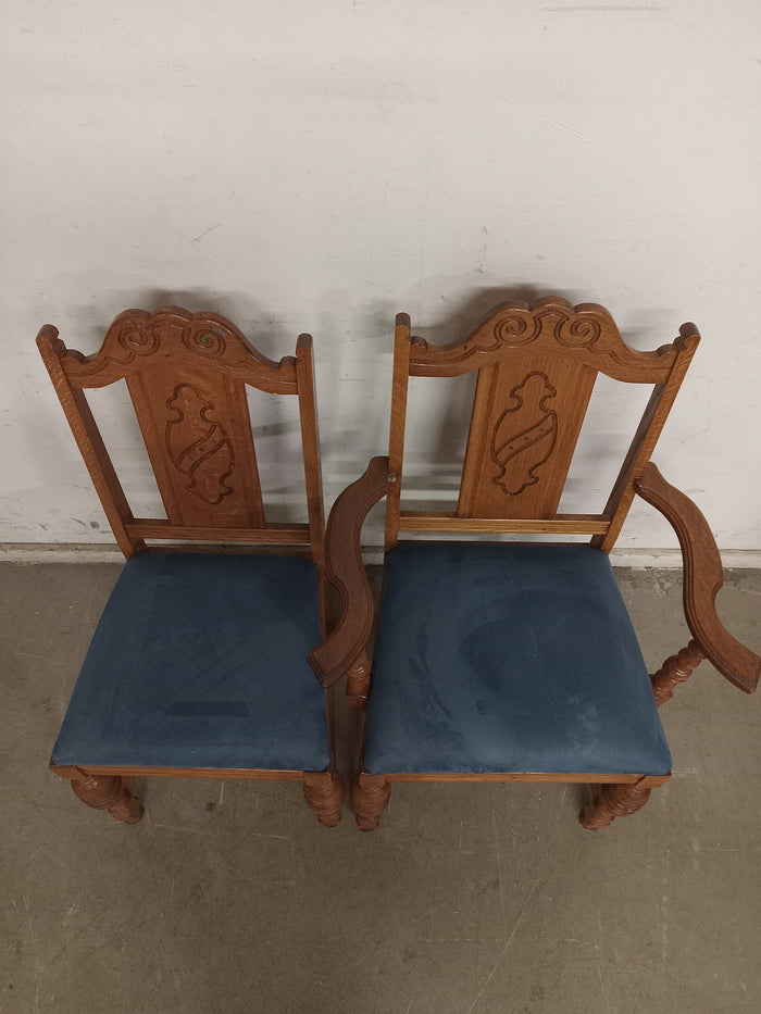 Set of 2 Antique Oak Dining Chairs