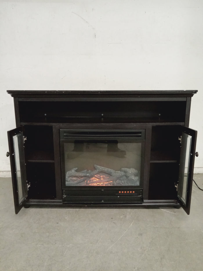 49.5"W Electric Fireplace with Dark Brown Mantel