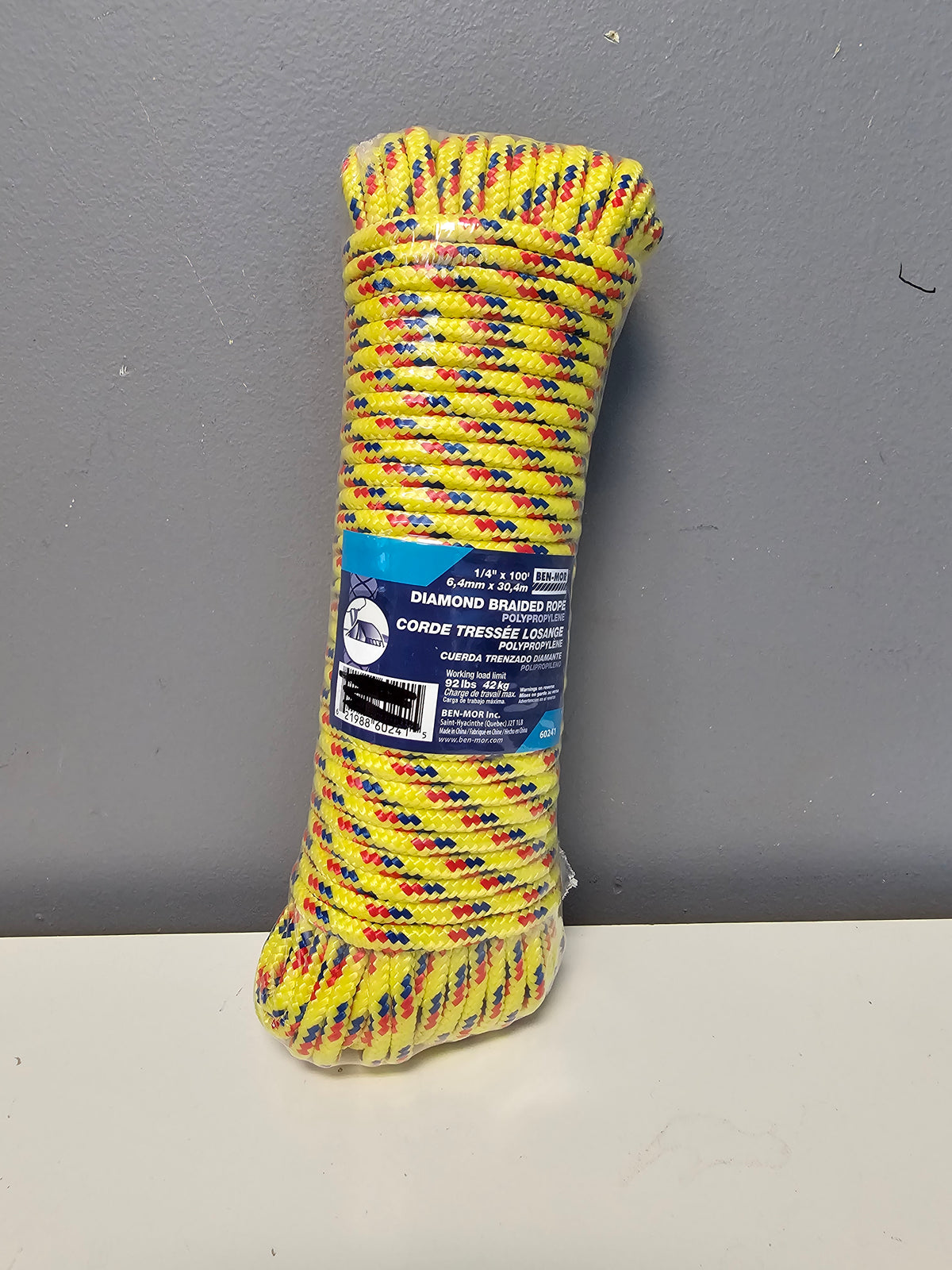 Diamond Braided Polypropylene rope 1/4-inch X 100 ft.