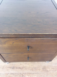 Dark Brown Nightstand With Casters