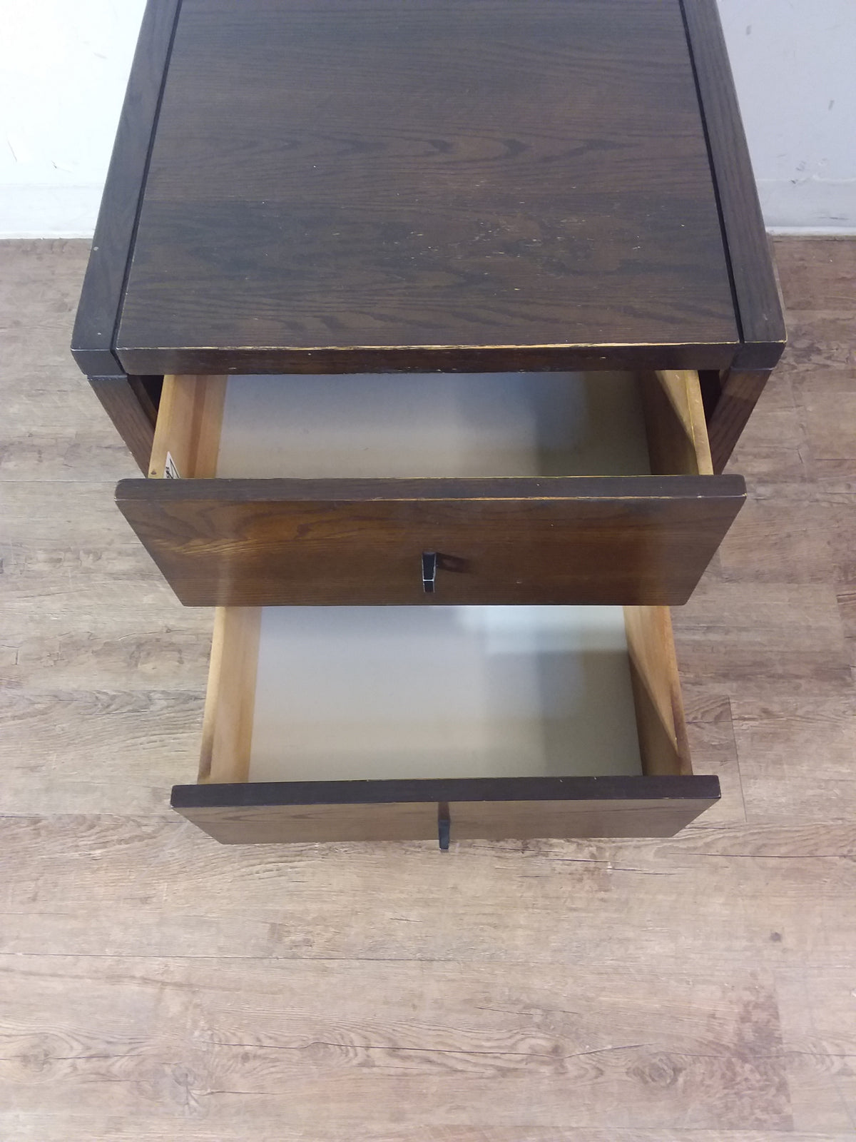 Dark Brown Nightstand With Casters