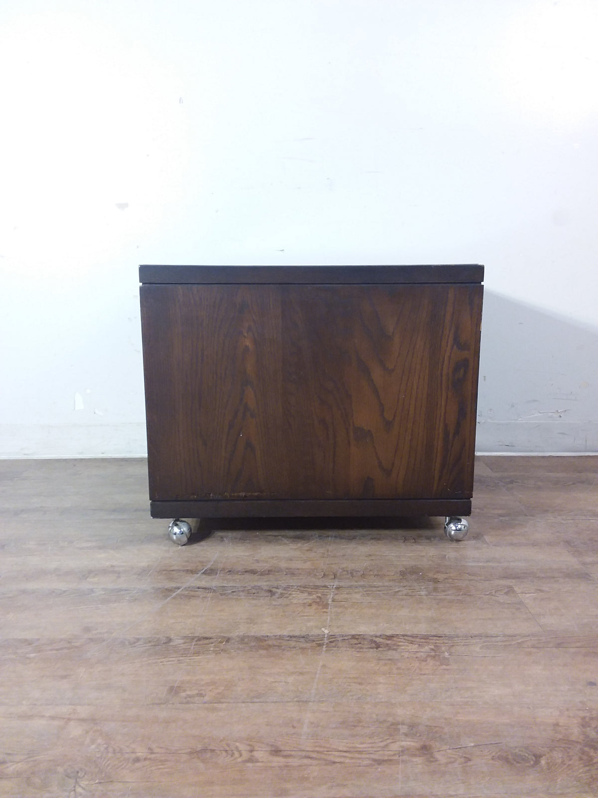 Dark Brown Nightstand With Casters