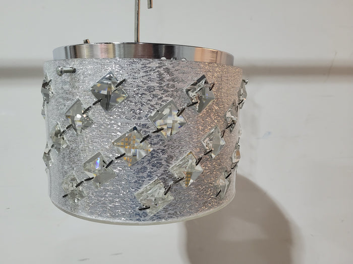 CHROME, CRYSTAL AND SILVER FLUSH MOUNT LIGHT