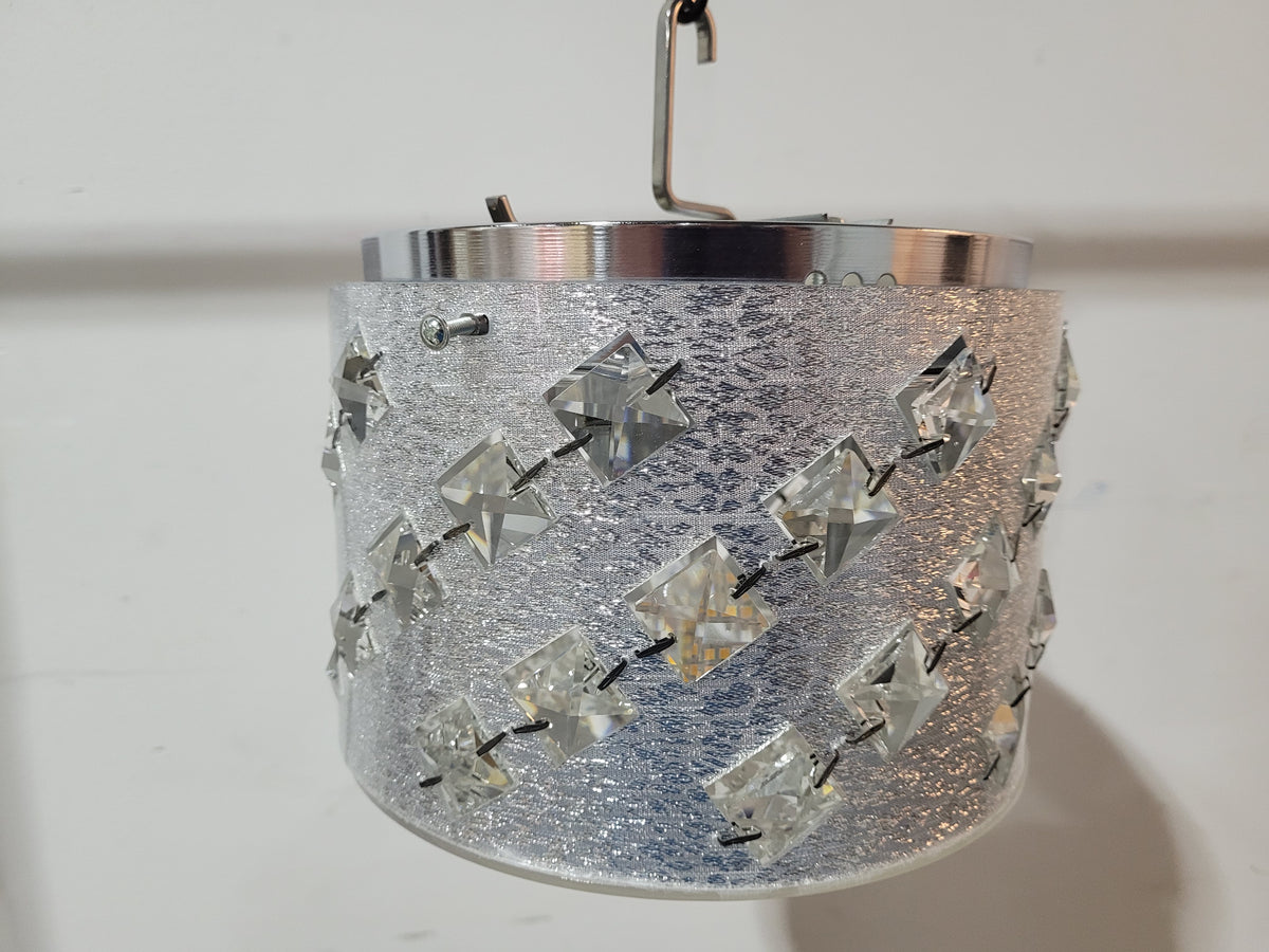 CHROME, CRYSTAL AND SILVER FLUSH MOUNT LIGHT