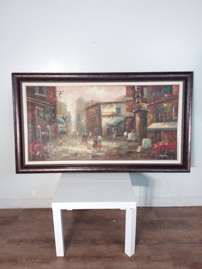 City Street Scene Framed Painting