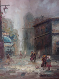 City Street Scene Framed Painting