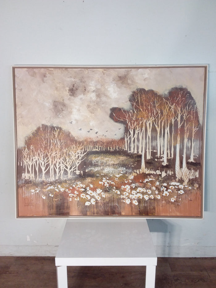 Field And Trees Framed Painting