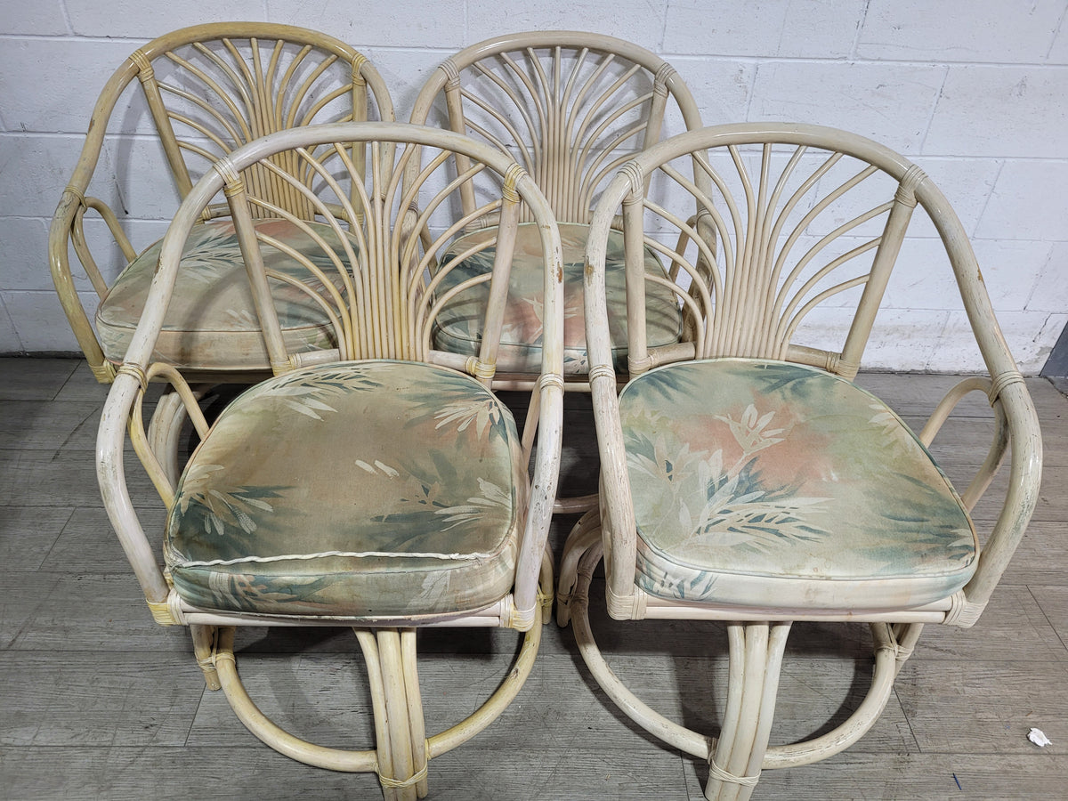 SET OF 4 RATTAN SWIVEL PATIO CHAIRS