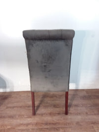 Set of 4 Grey Velveteen Dining Chairs