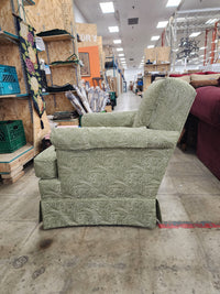 Green Floral Pattern Armchair with Ottoman