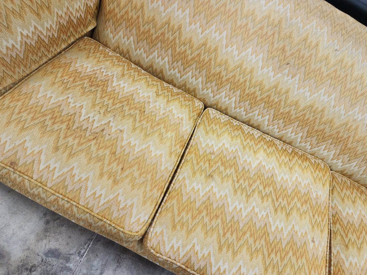 3 Seater Sofa with Orange Zig-Zag Pattern