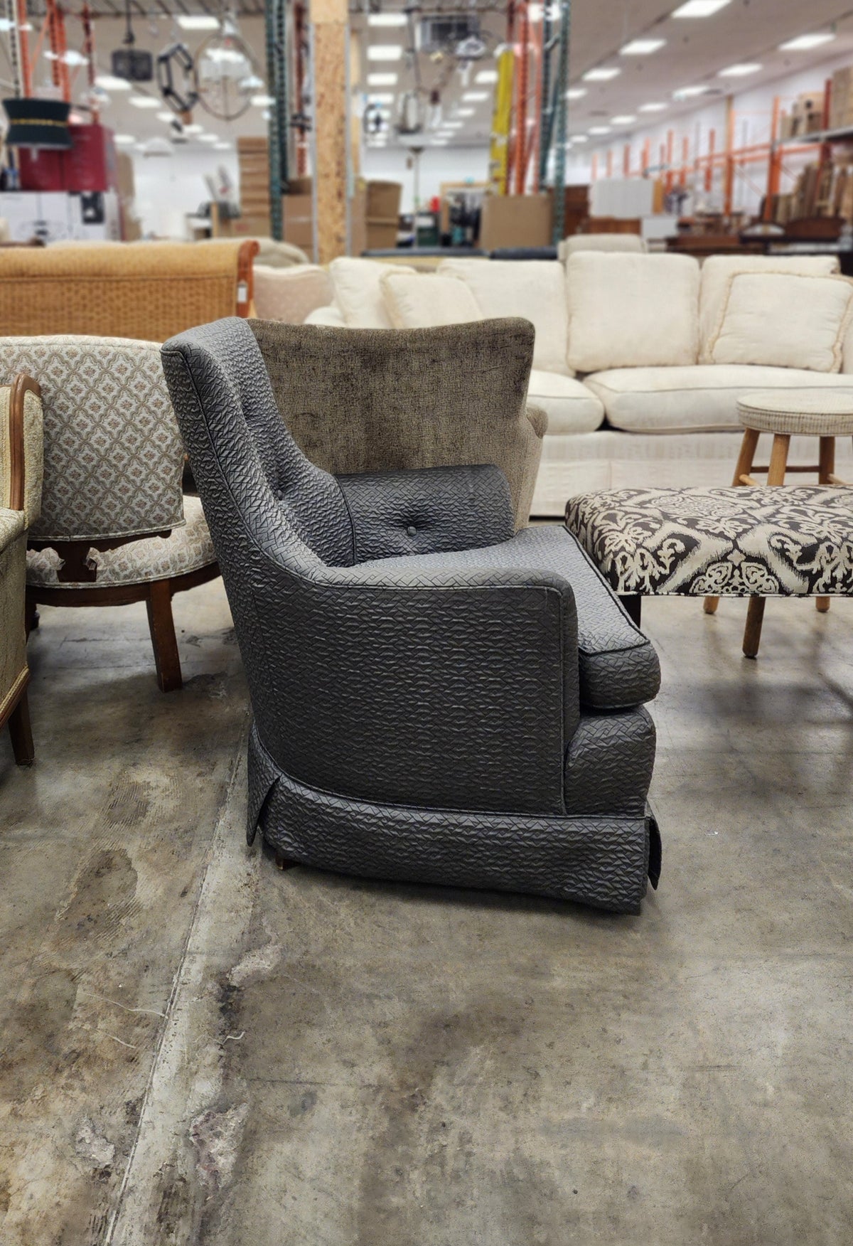 Silver Grey Upholstered Lounge Chair