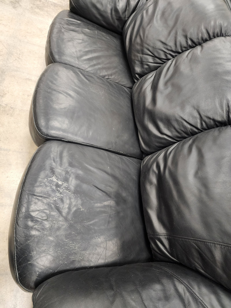 Black Faux Leather 3 Seater Sofa