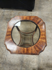 Walnut Side Table with Glass Top