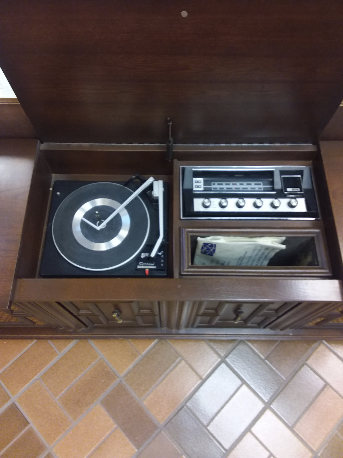 Pine Record Cabinet Player