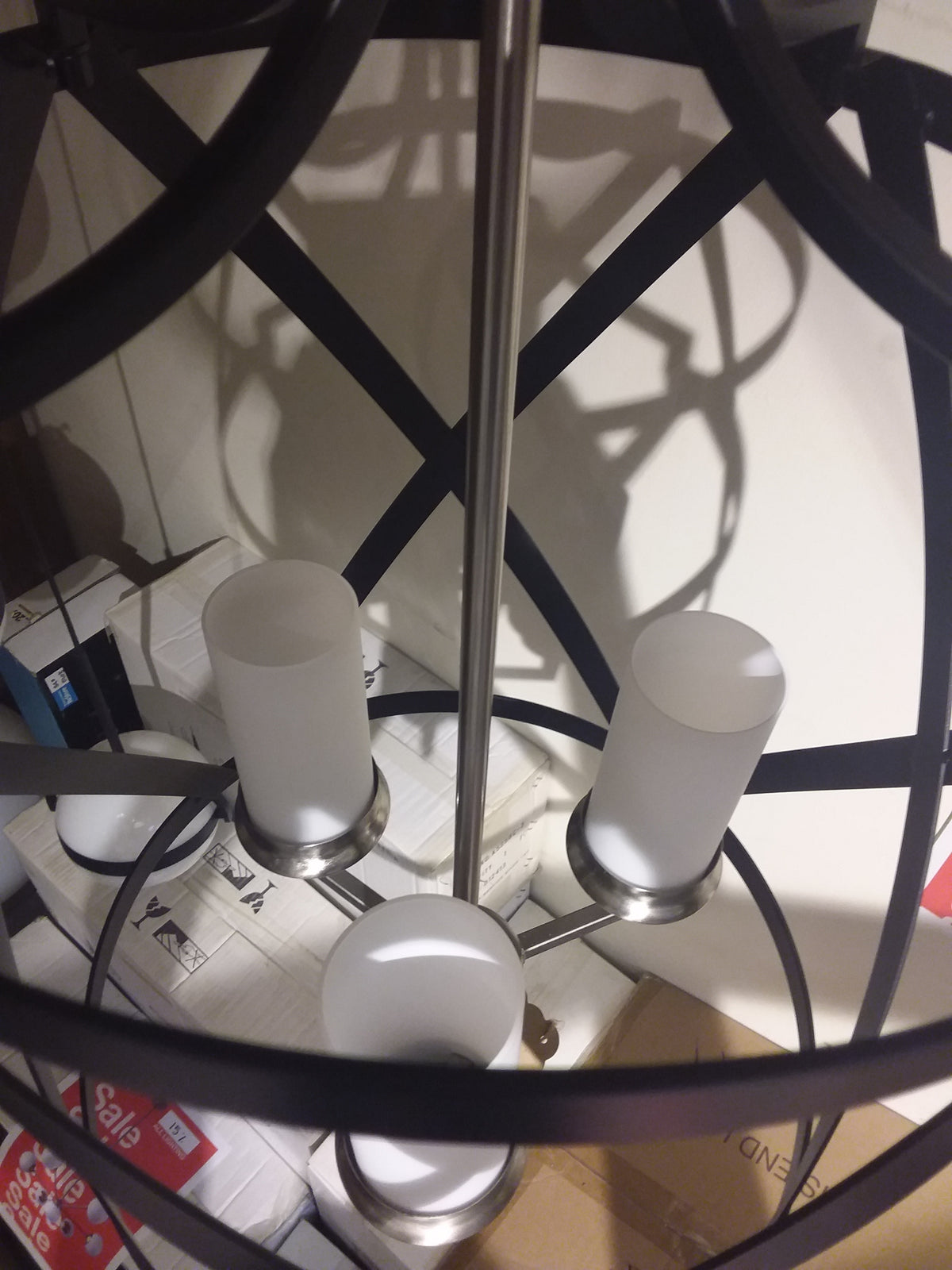 3 Bulb Black & Chrome Chandelier