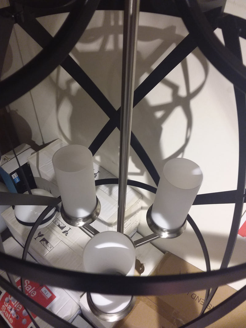 3 Bulb Black & Chrome Chandelier