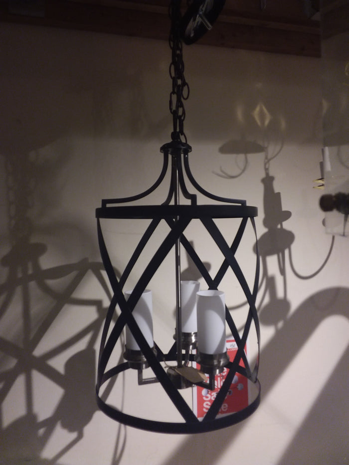 3 Bulb Black & Chrome Chandelier