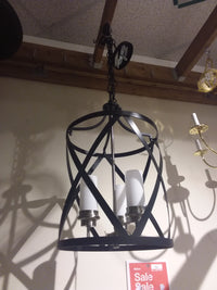 3 Bulb Black & Chrome Chandelier