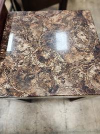 Faux Marble Top End Table W/ Pull Out Tray