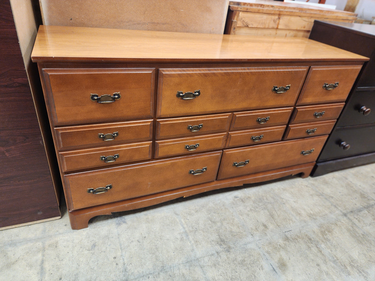 Vintage 8 Drawer Wood Dresser