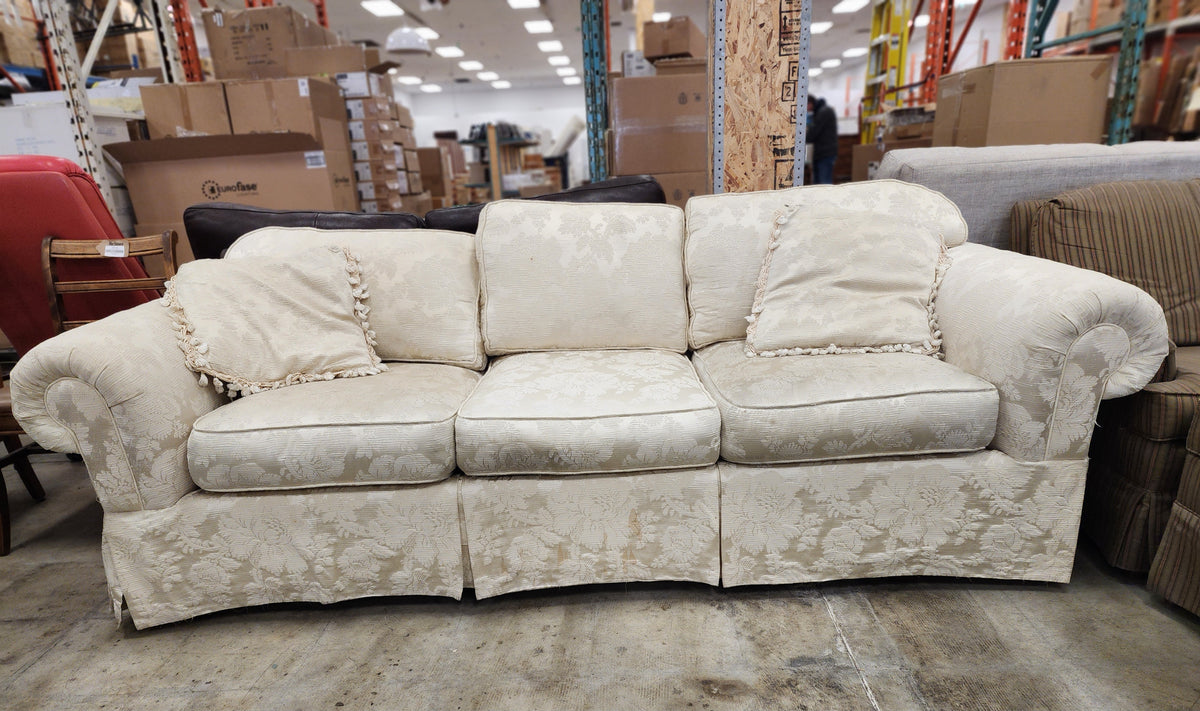 Light Beige Floral 3 Seater Sofa