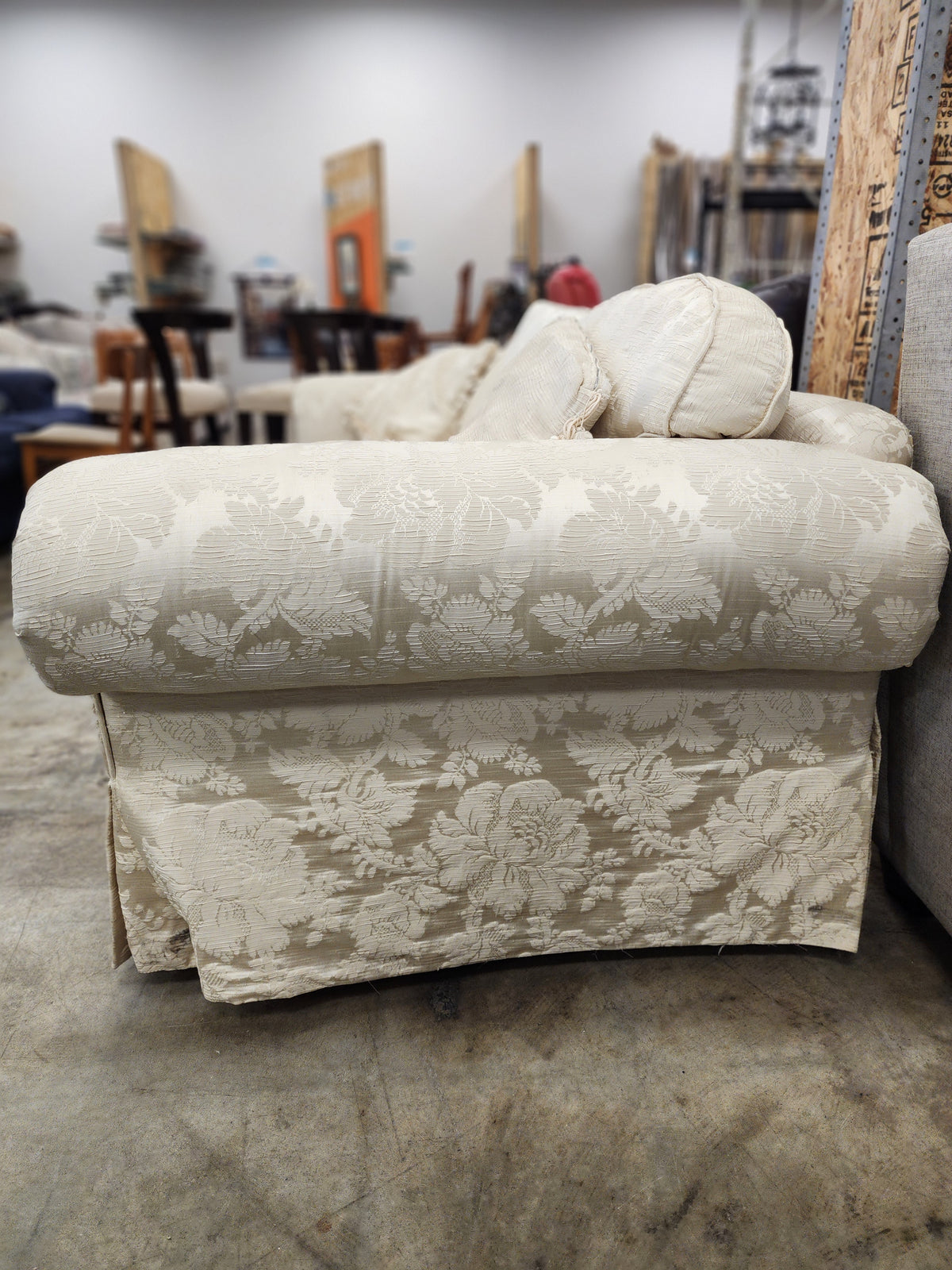 Light Beige Floral 3 Seater Sofa