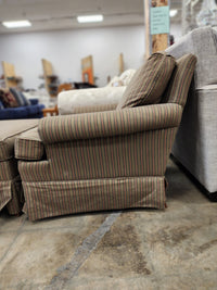 Striped Upholstered Armchair w/ Ottoman