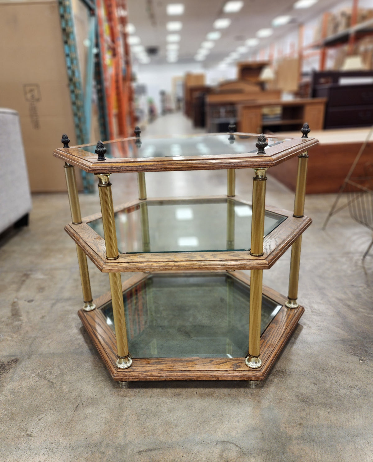 Vintage Hexagonal 3 Tiered Side Table