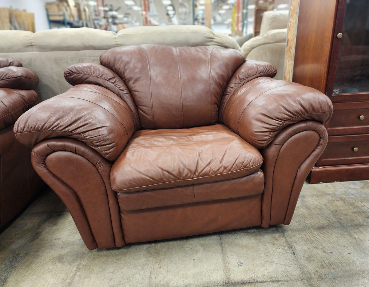 Brown Faux Leather Armchair