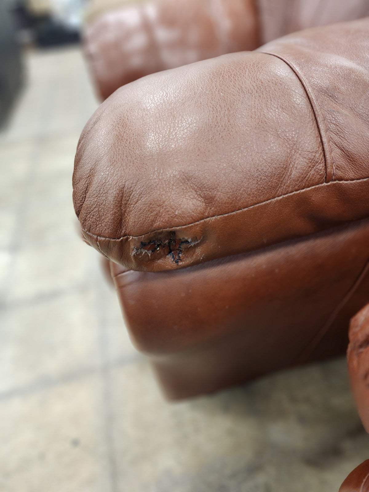 Brown Faux Leather Armchair