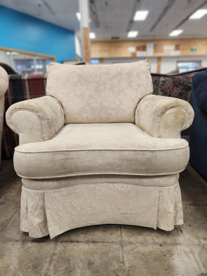 Light Beige Floral Armchair