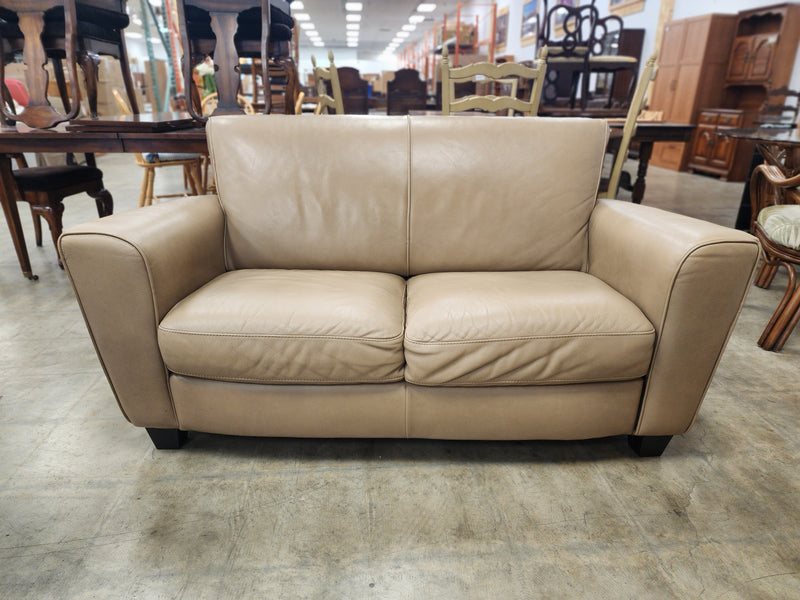 Light Brown Leather Loveseat