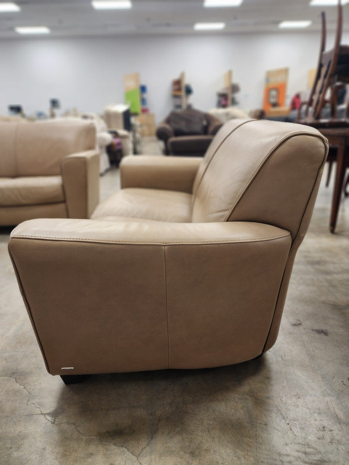 Light Brown Leather Loveseat