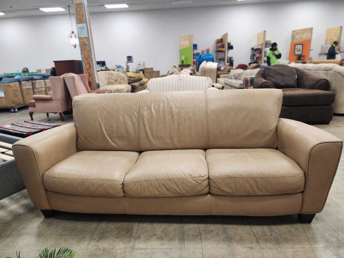 Light Brown Leather 3 Seater Sofa