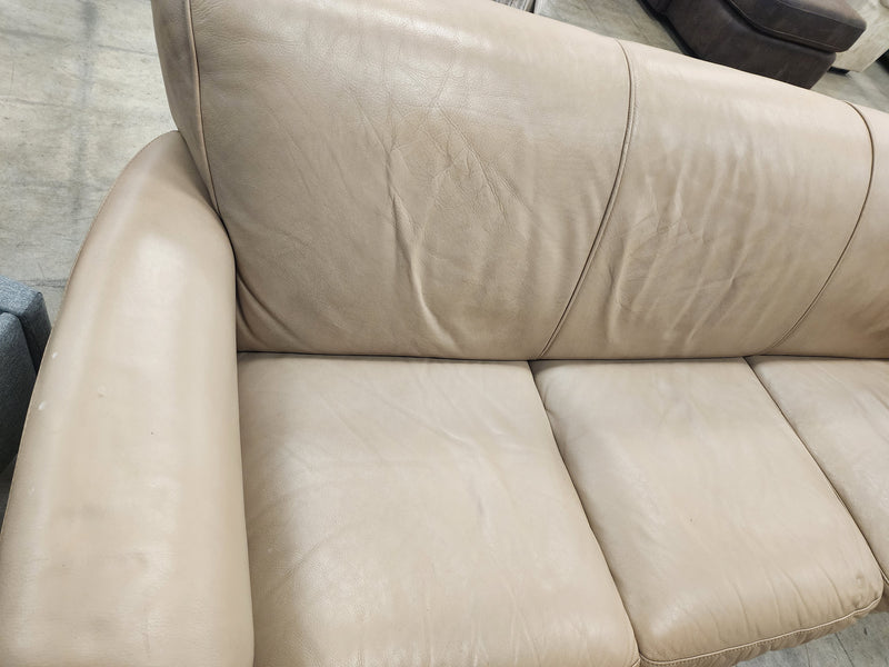 Light Brown Leather 3 Seater Sofa