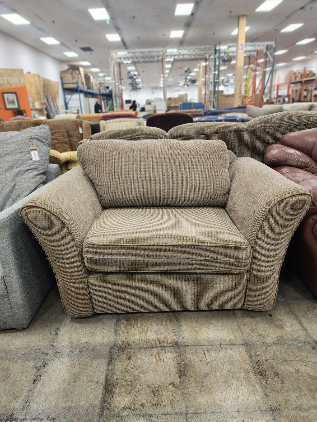 Brown Upholstered Extra Large Armchair