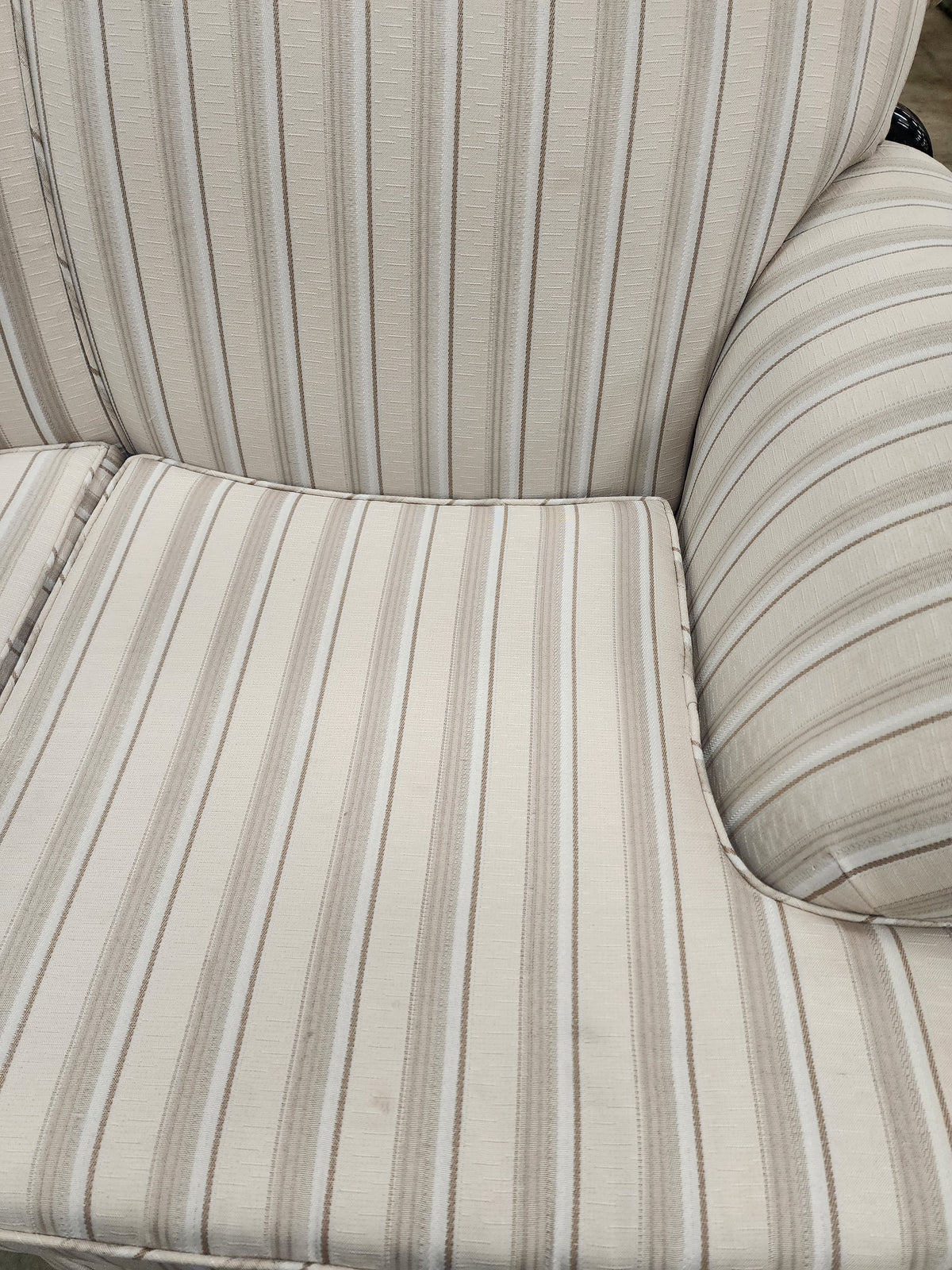 Beige Striped Upholstered Loveseat