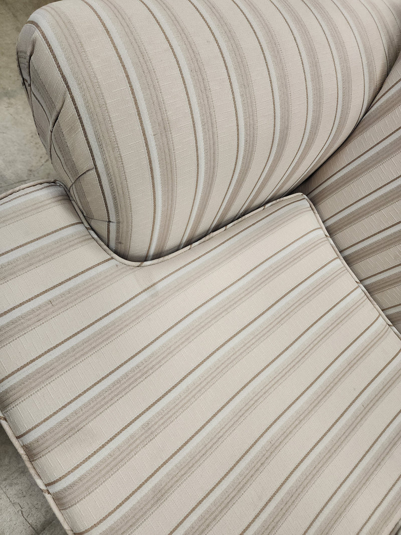 Beige Striped Upholstered Loveseat